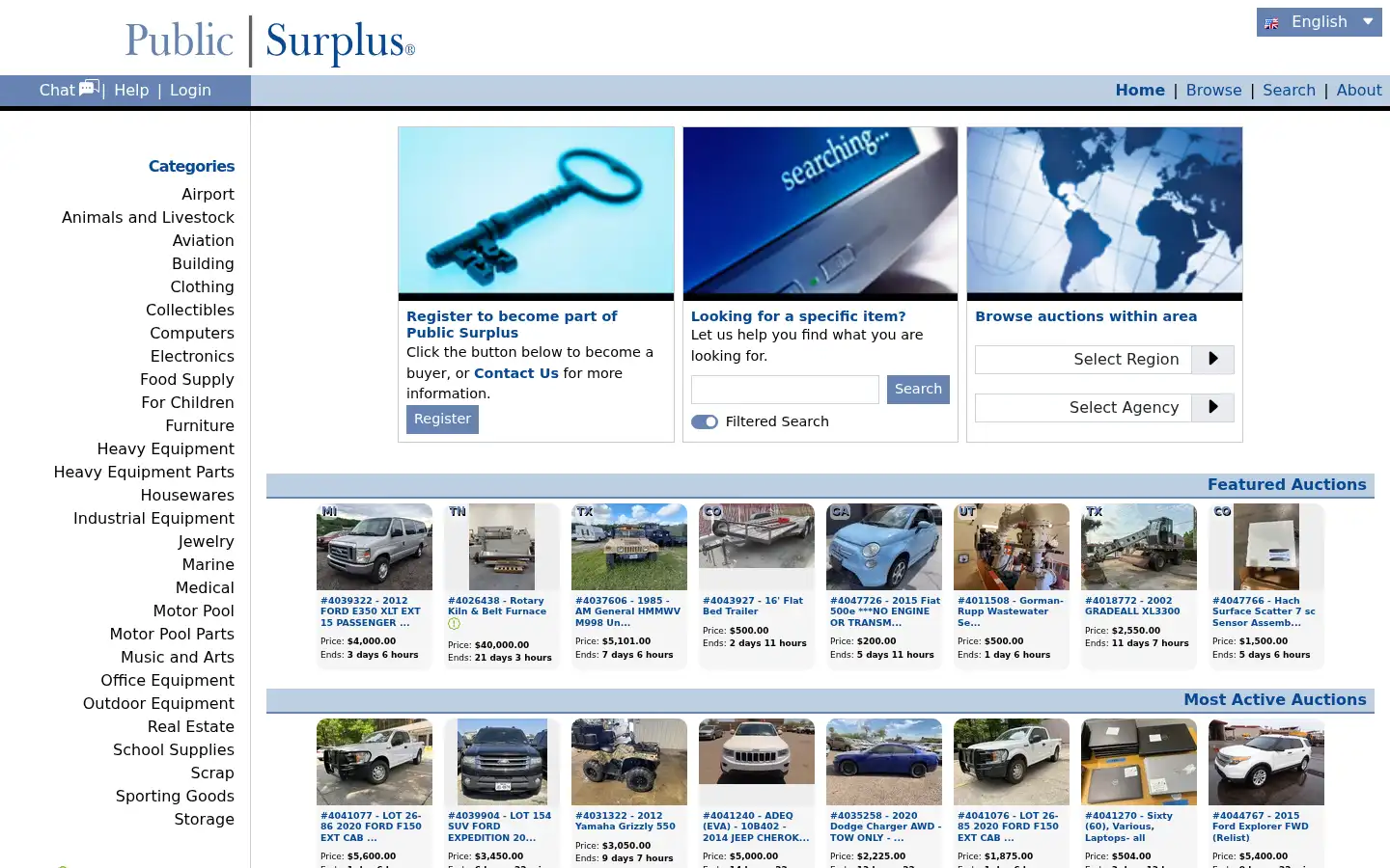 Screenshot of publicsurplus.com