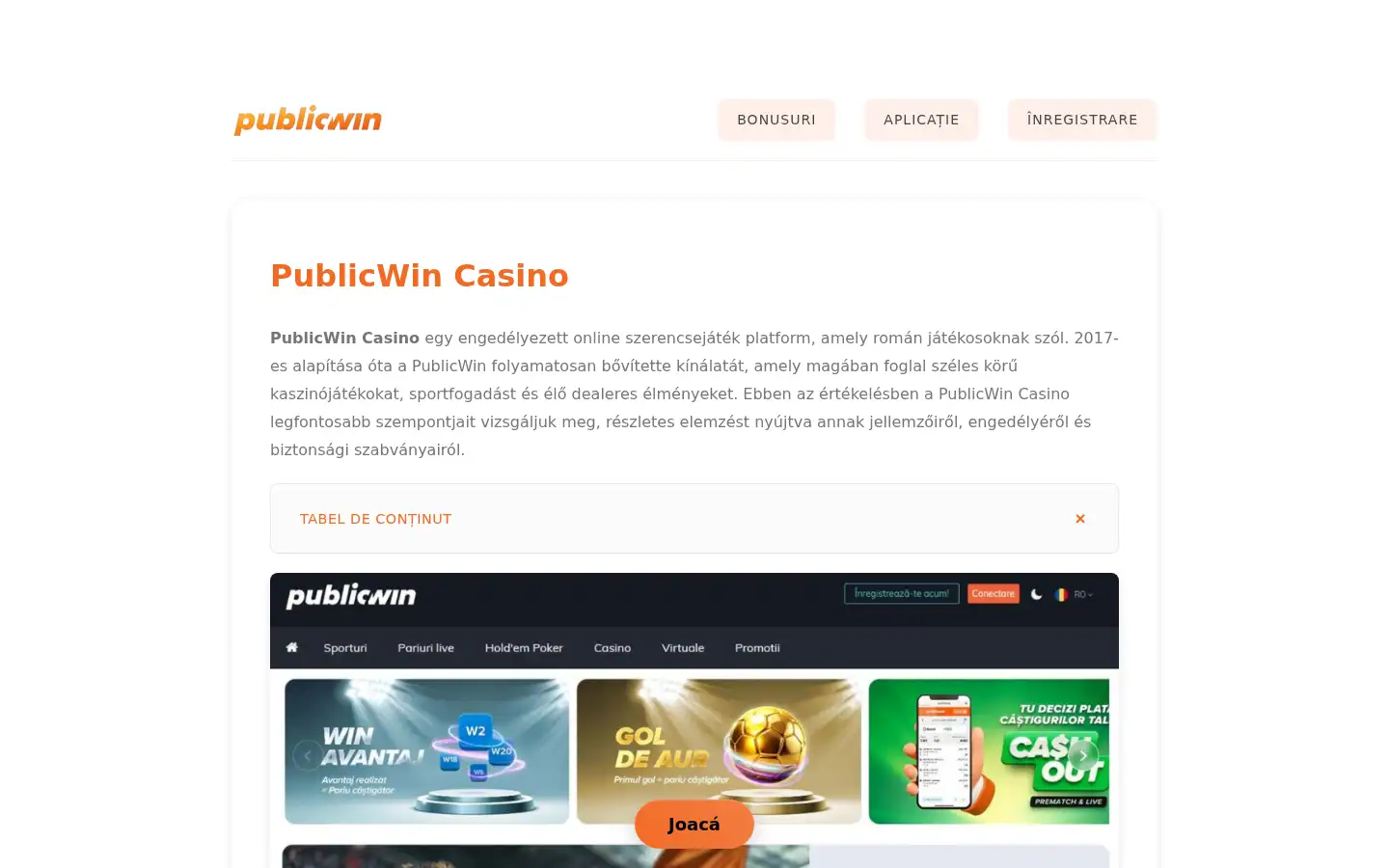 Screenshot of publicwin-casino.ro