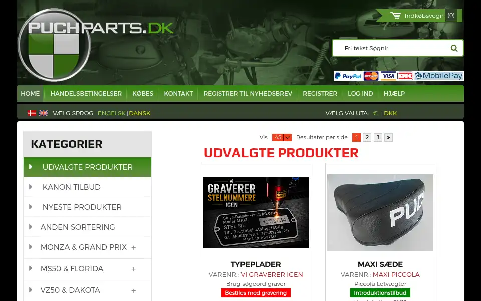 Screenshot of puchparts.dk