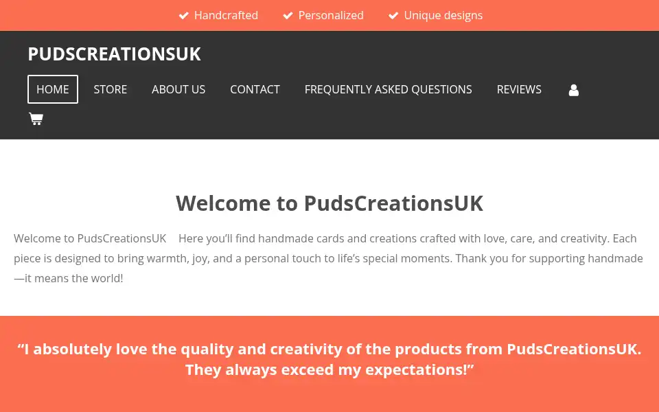 Screenshot of pudscreationsuk.com