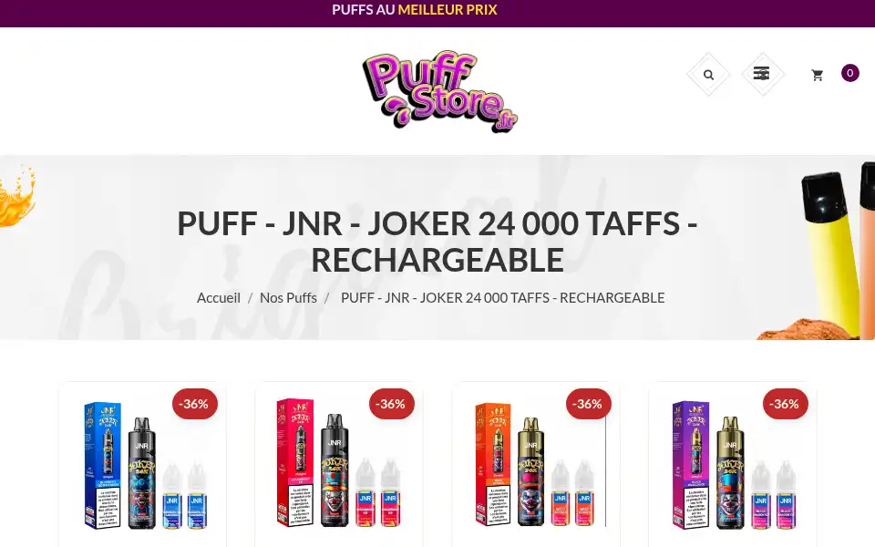 Screenshot of puff-store.fr
