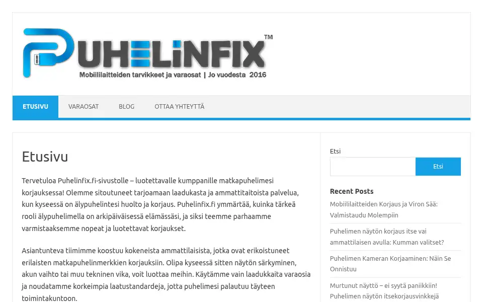 Screenshot of puhelinfix.fi