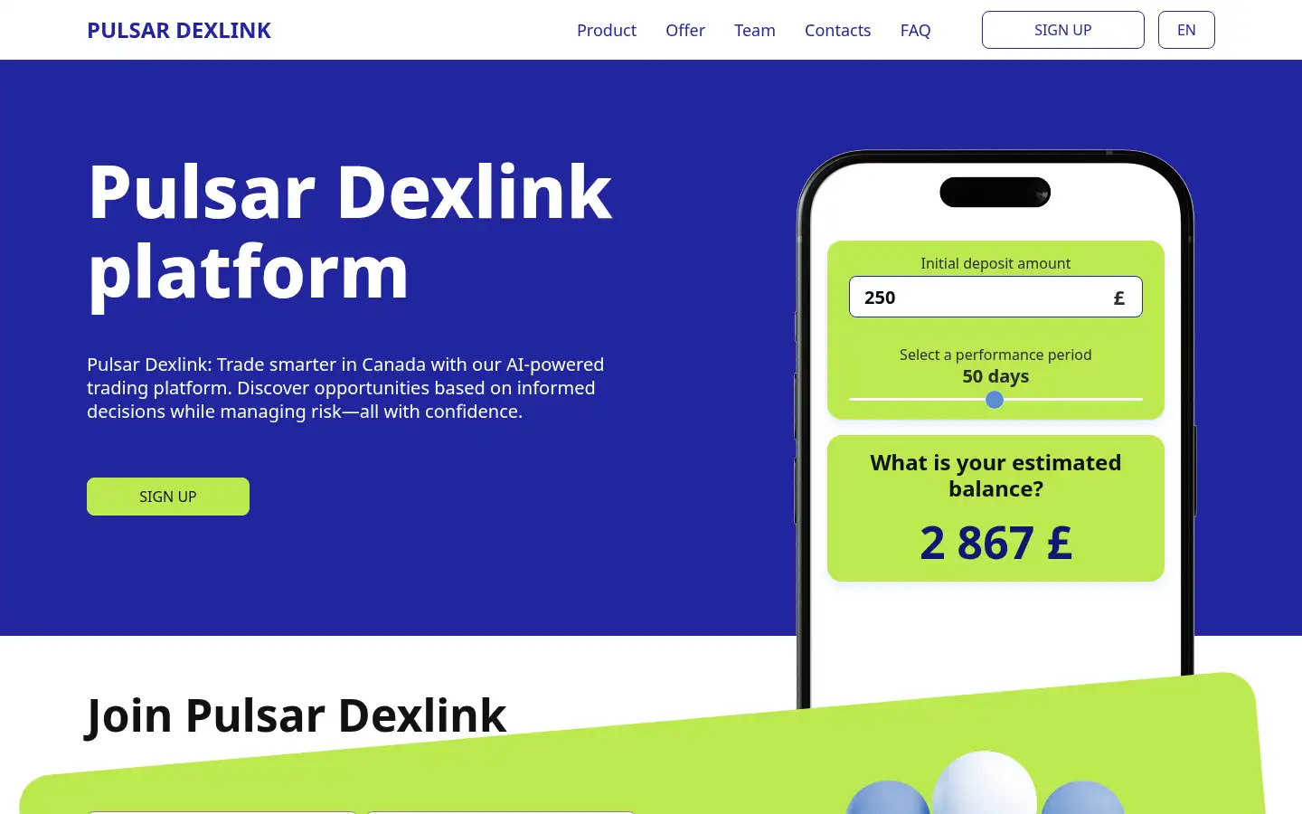 Screenshot of pulsar-dexlink.com