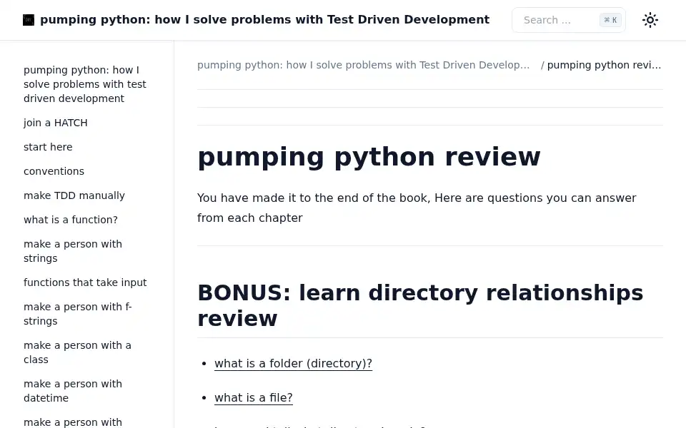 Screenshot of pumpingpython.com