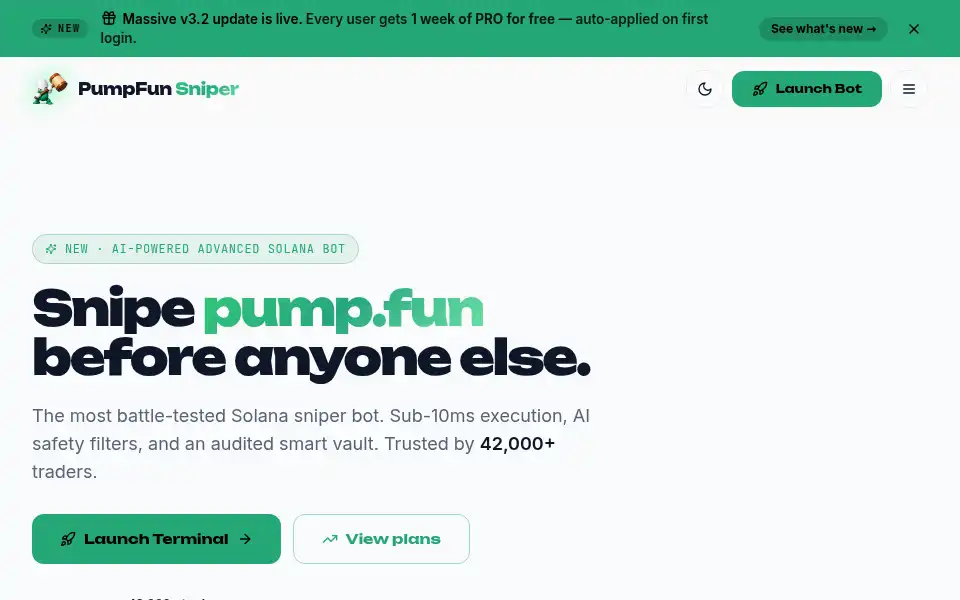 Screenshot of pumpsnipes.com