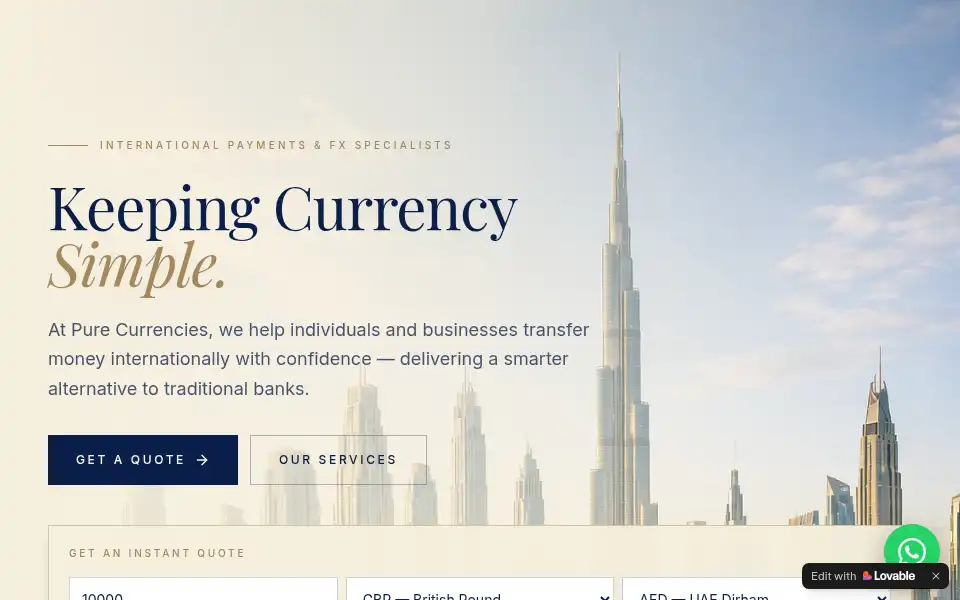 Screenshot of pure-currencies.com