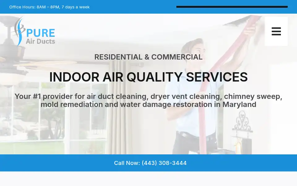 Screenshot of pureairductsmd.com