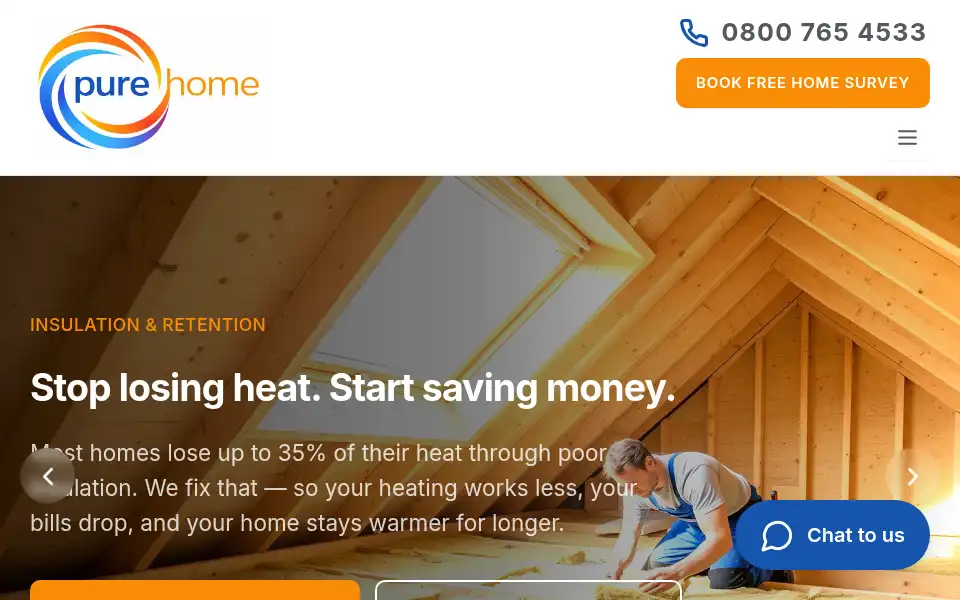 Screenshot of purehomeheating.co.uk