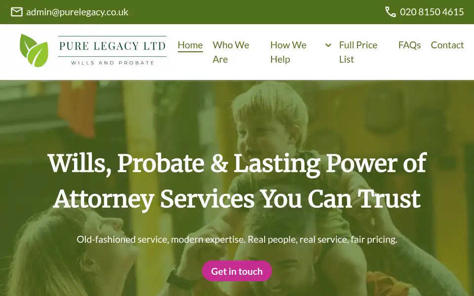 Screenshot of purelegacy.co.uk