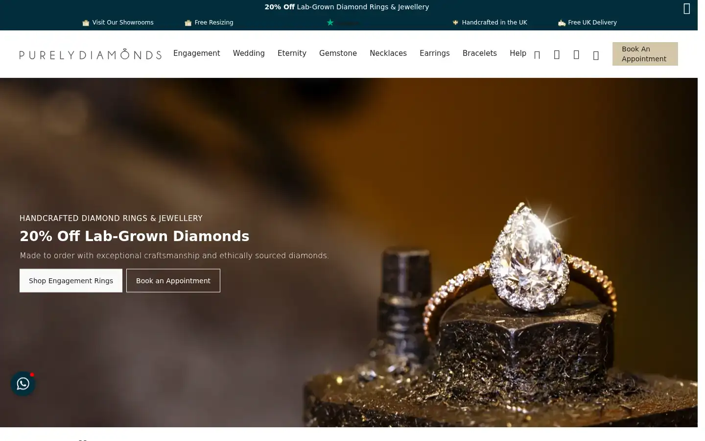 Screenshot of purelydiamonds.co.uk