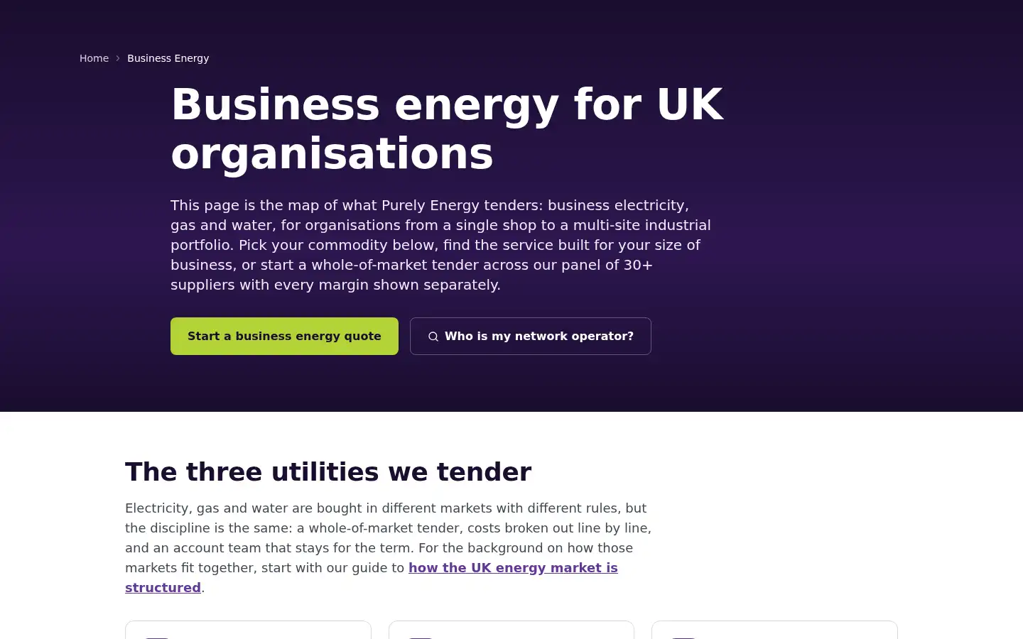 Screenshot of purelyenergy.co.uk