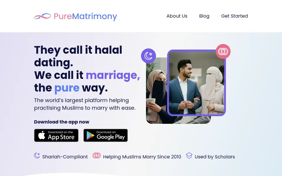 Screenshot of purematrimony.com