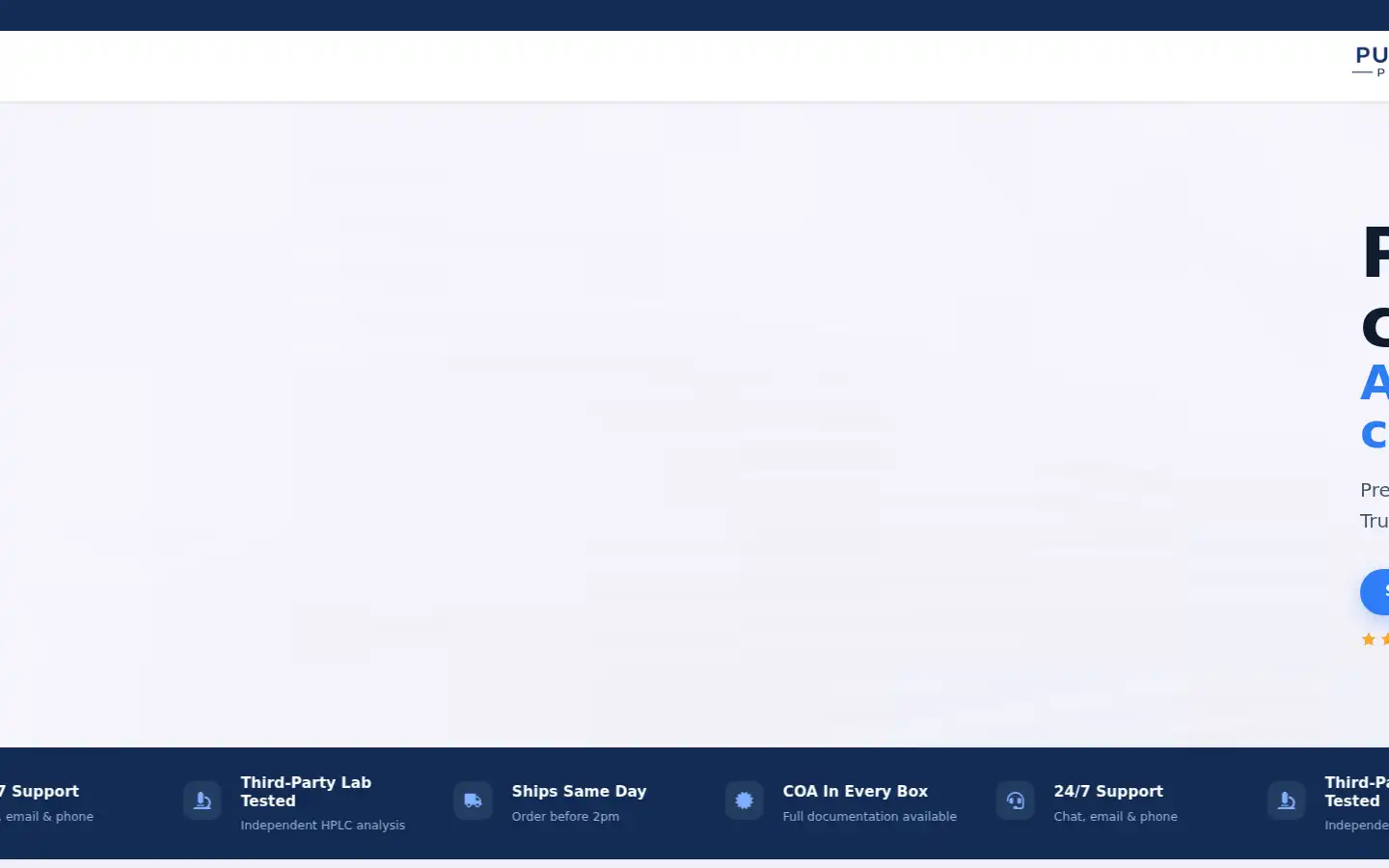 Screenshot of pureonepeptides.com