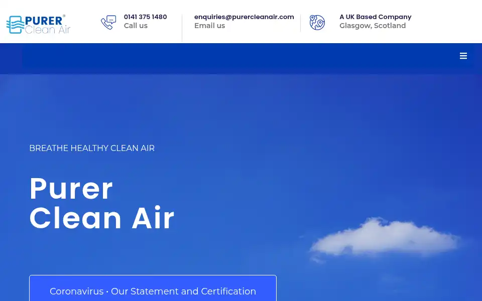 Screenshot of purercleanair.com