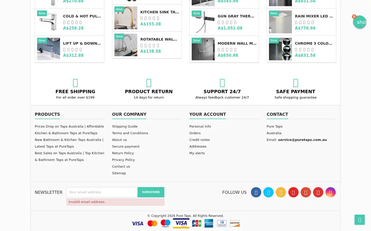 Screenshot of puretaps.com.au