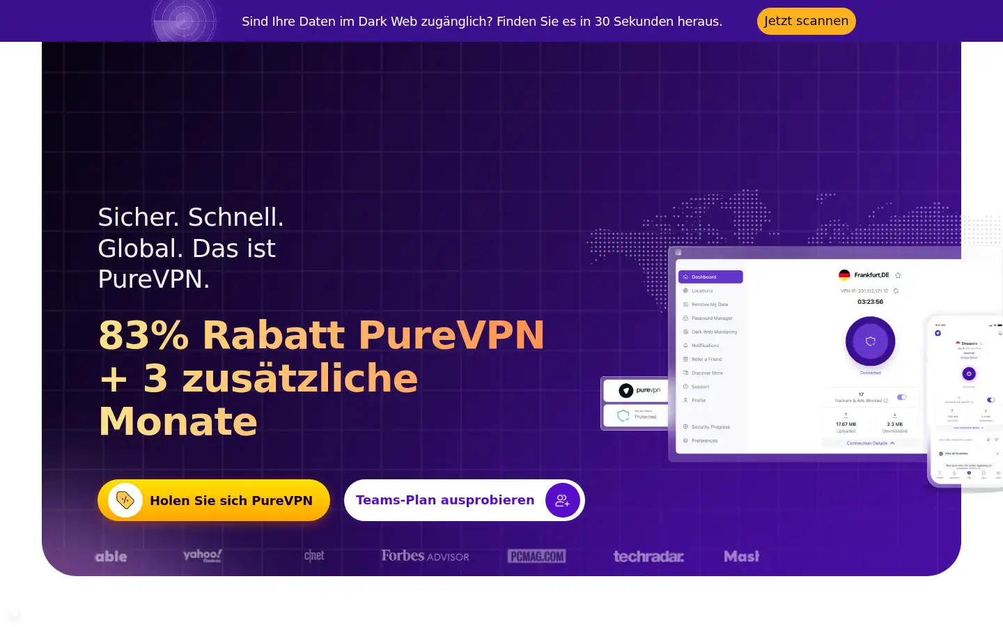 Screenshot of purevpn.de