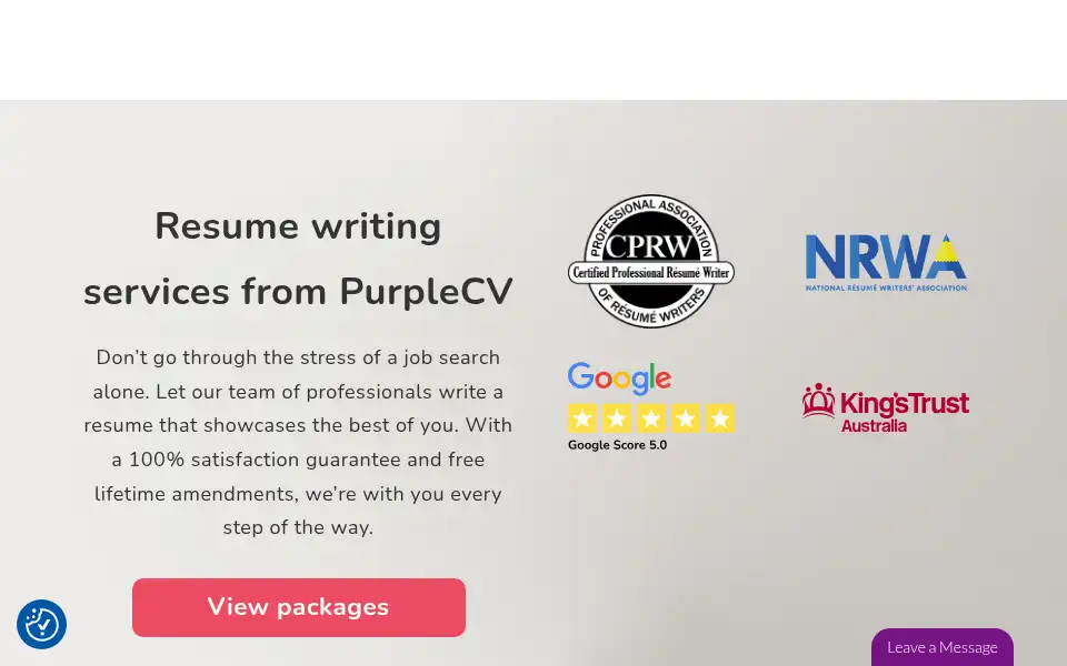 Screenshot of purplecv.com.au