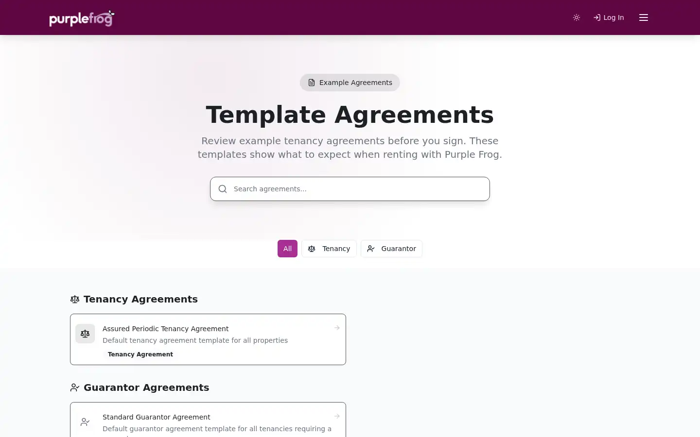 Screenshot of purplefrogproperty.com