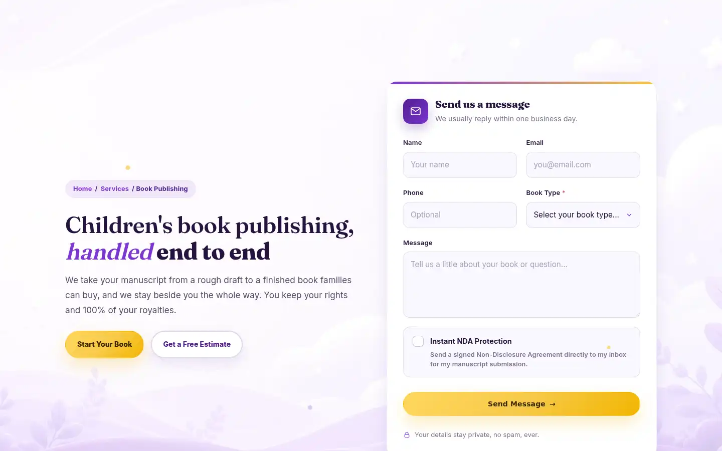 Screenshot of purplegiraffepress.com
