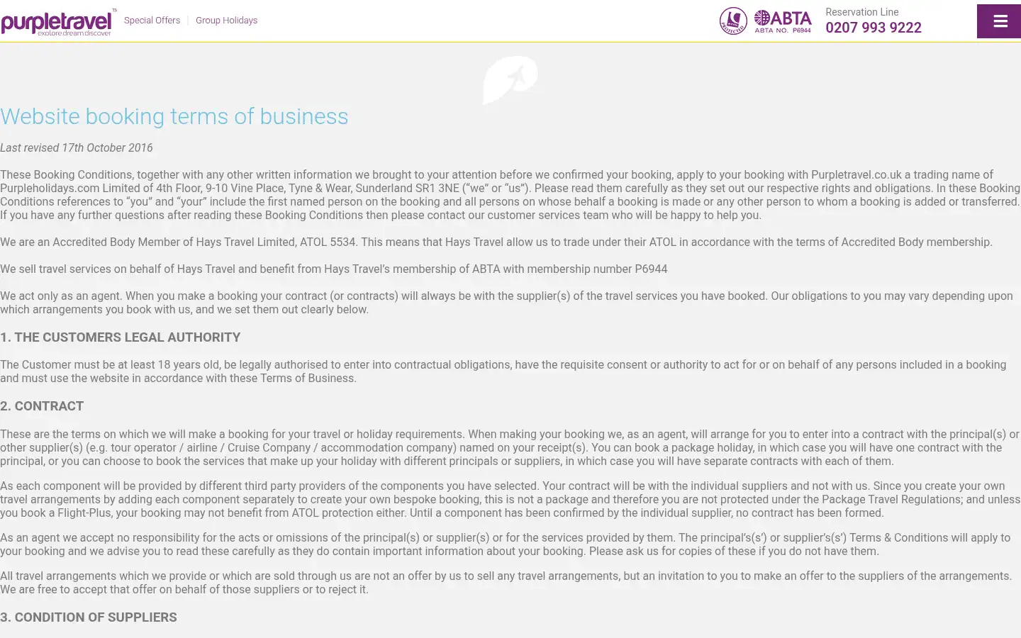 Screenshot of purpletravel.co.uk