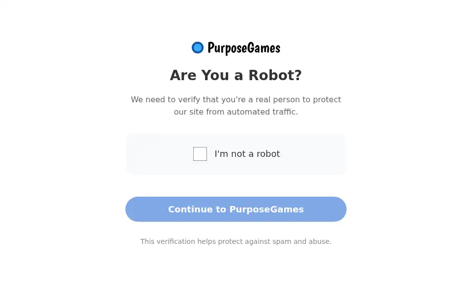 Screenshot of purposegames.com
