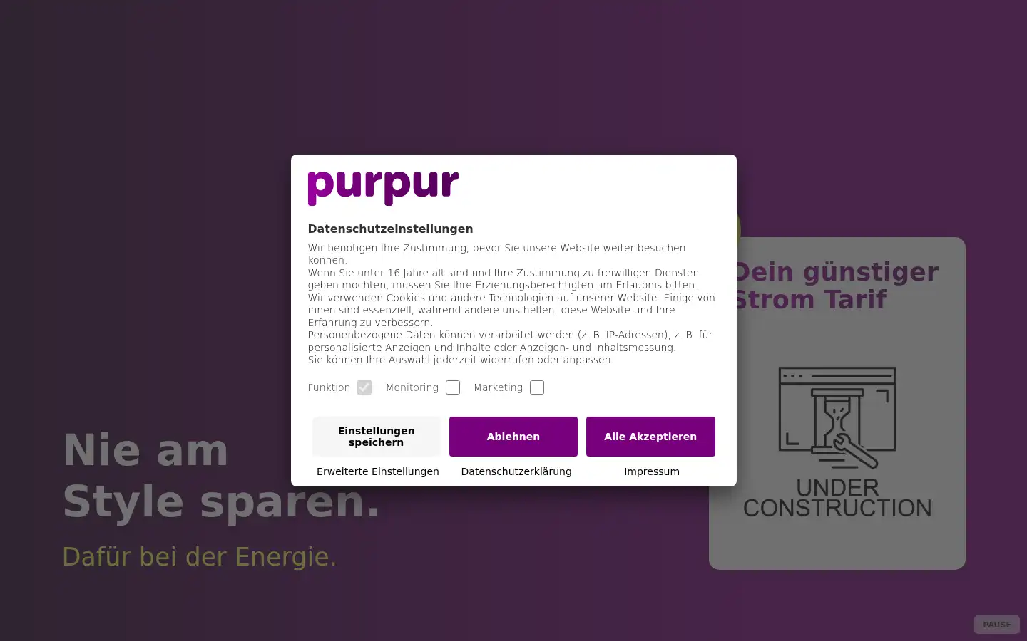 Screenshot of purpur-energy.de