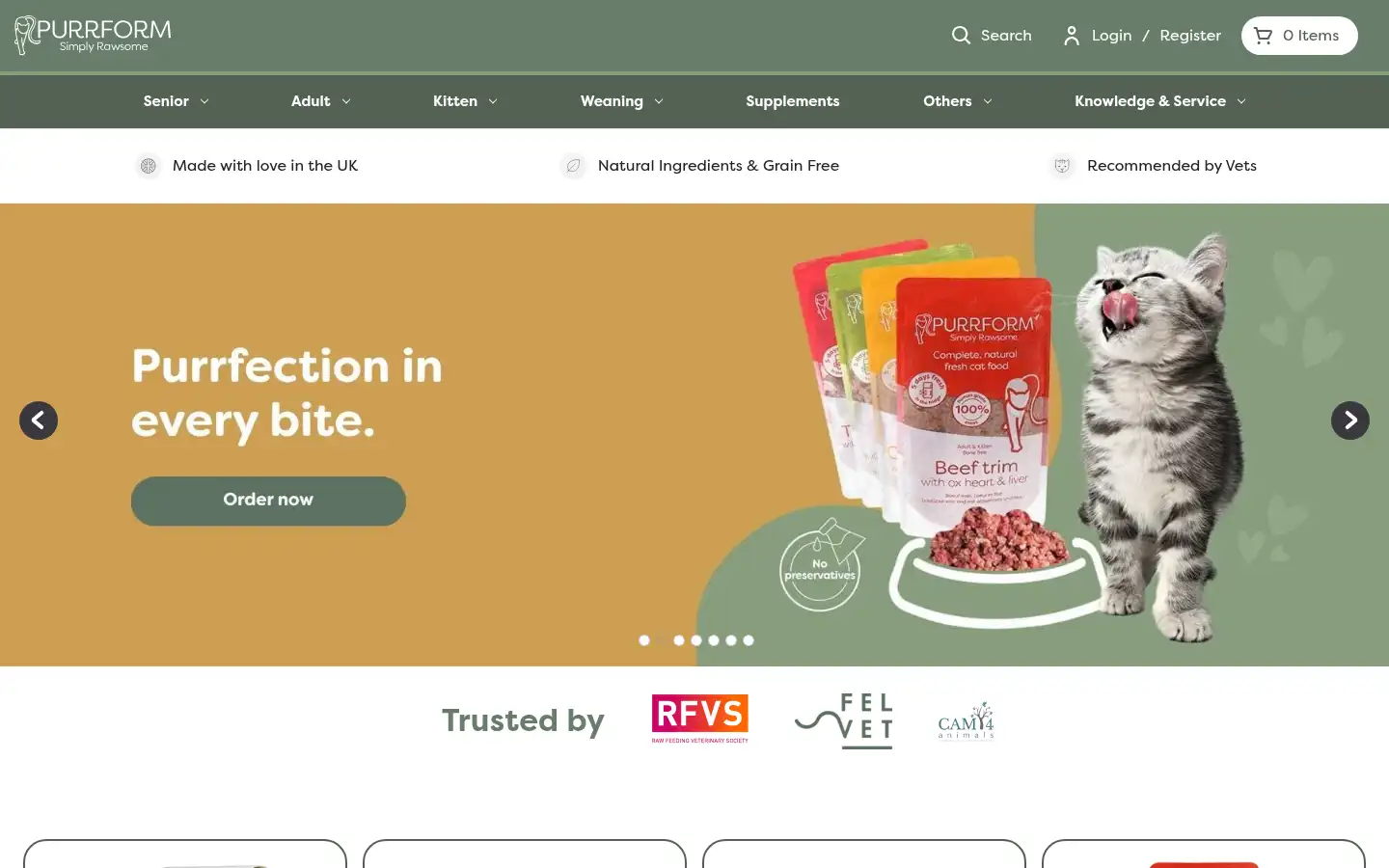 Screenshot of purrform.co.uk