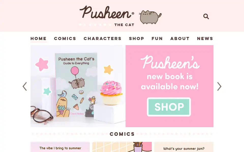 Screenshot of pusheen.com