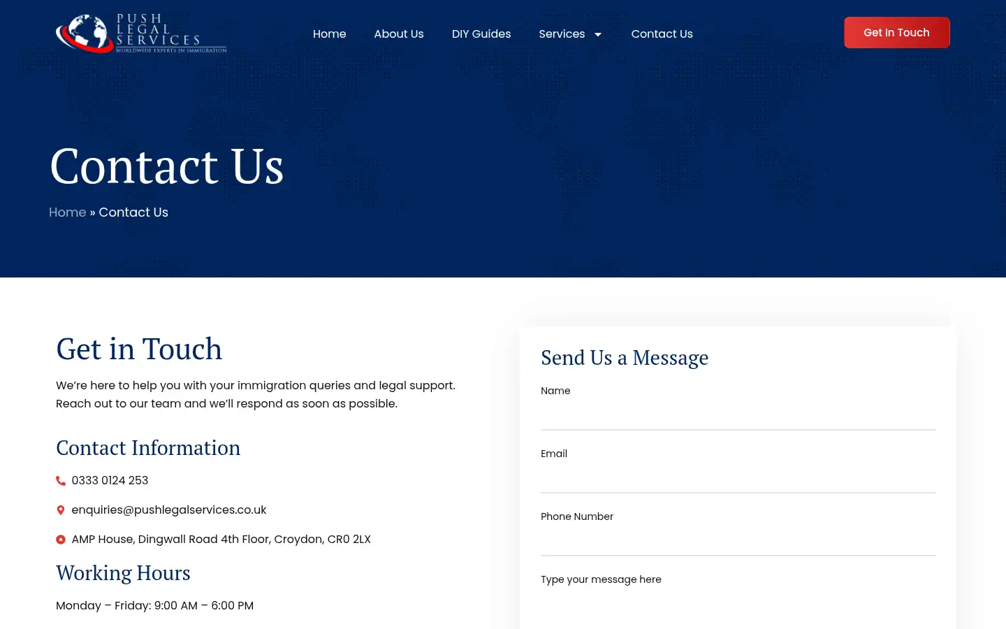 Screenshot of pushlegalservices.co.uk