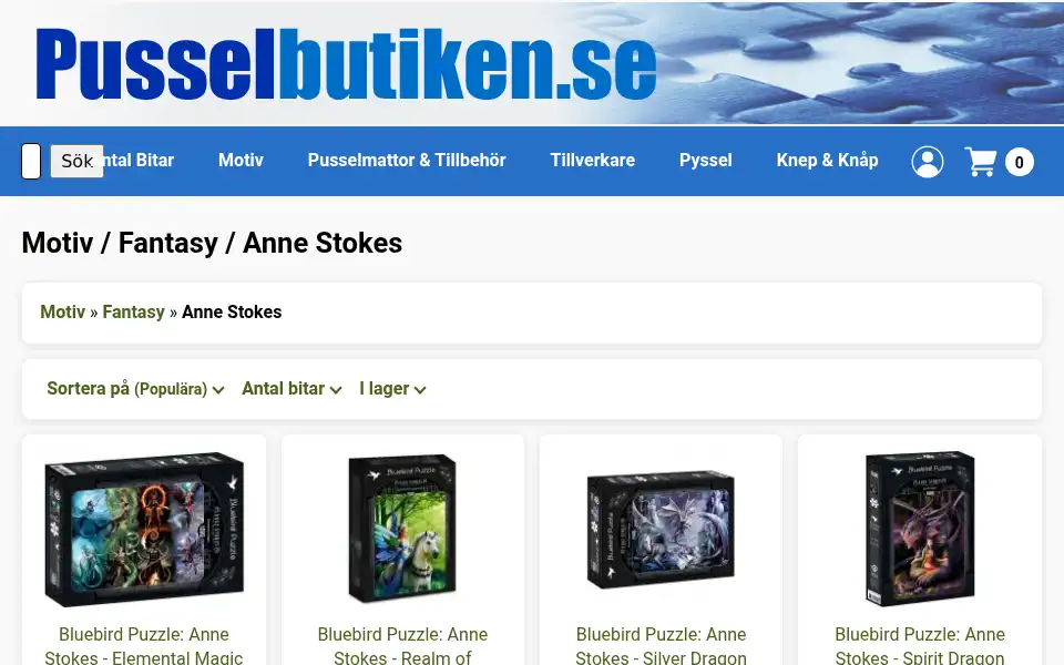 Screenshot of pusselbutiken.se