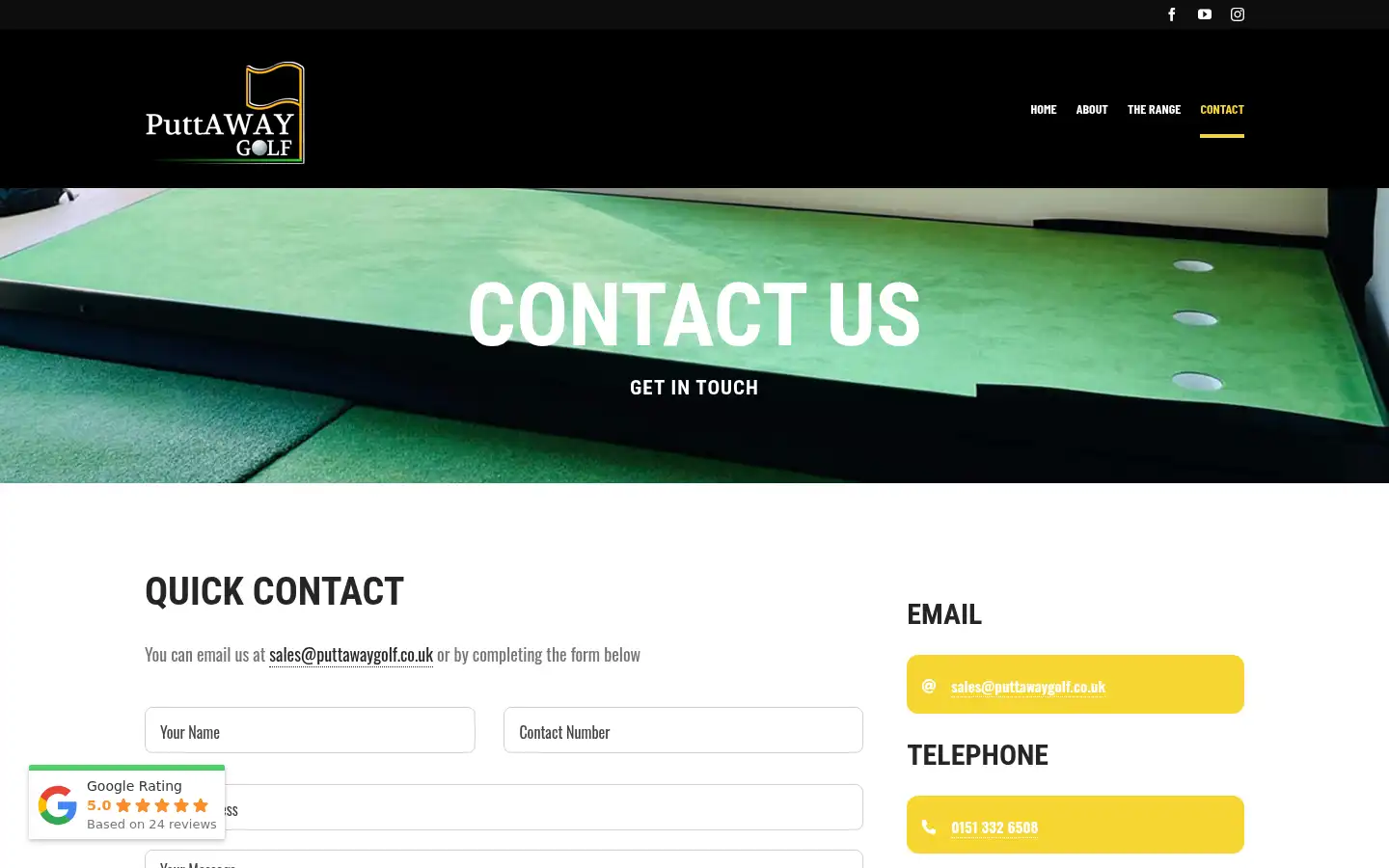 Screenshot of puttawaygolf.co.uk