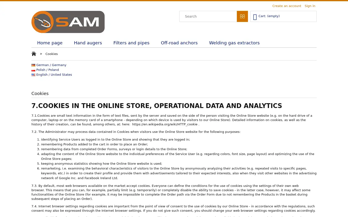 Screenshot of pwsam.com