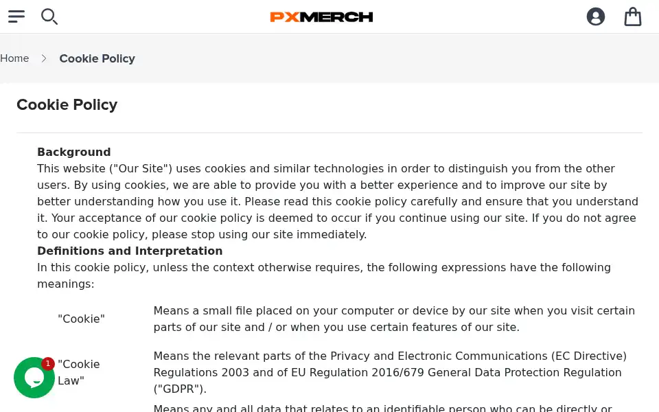 Screenshot of pxmerch.com