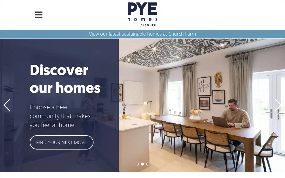 Screenshot of pyehomes.co.uk