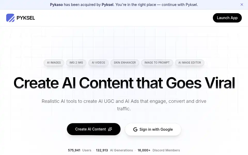 Screenshot of pykaso.ai