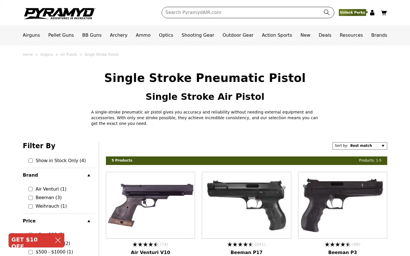 Screenshot of pyramydair.com