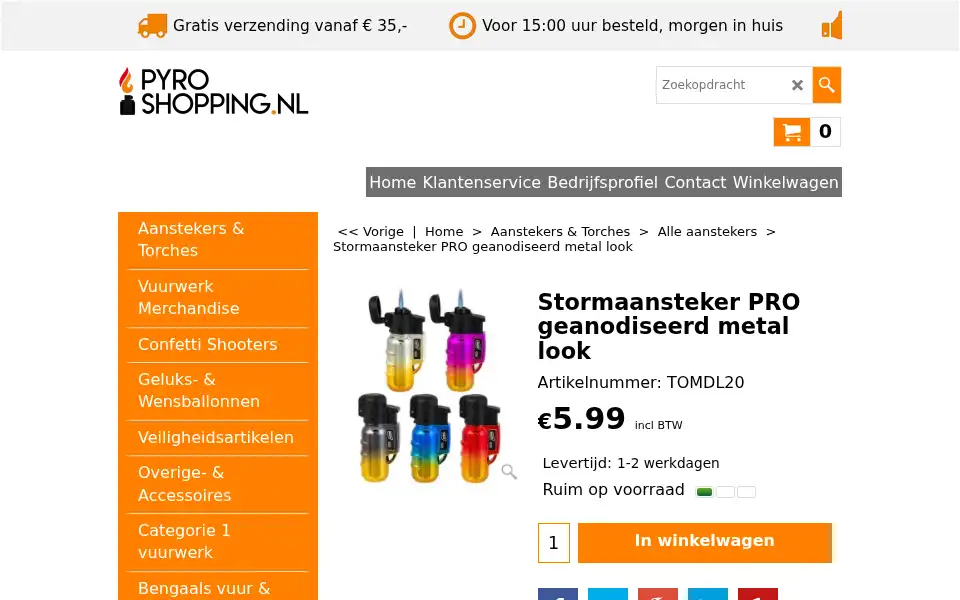 Screenshot of pyroshopping.nl
