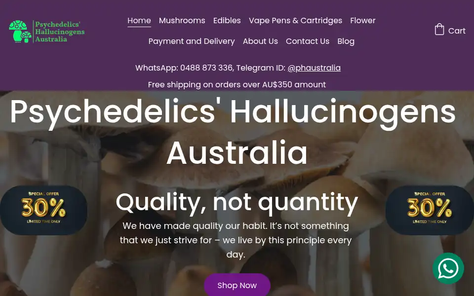 Screenshot of pyschedelichallucinogensaustralia.com
