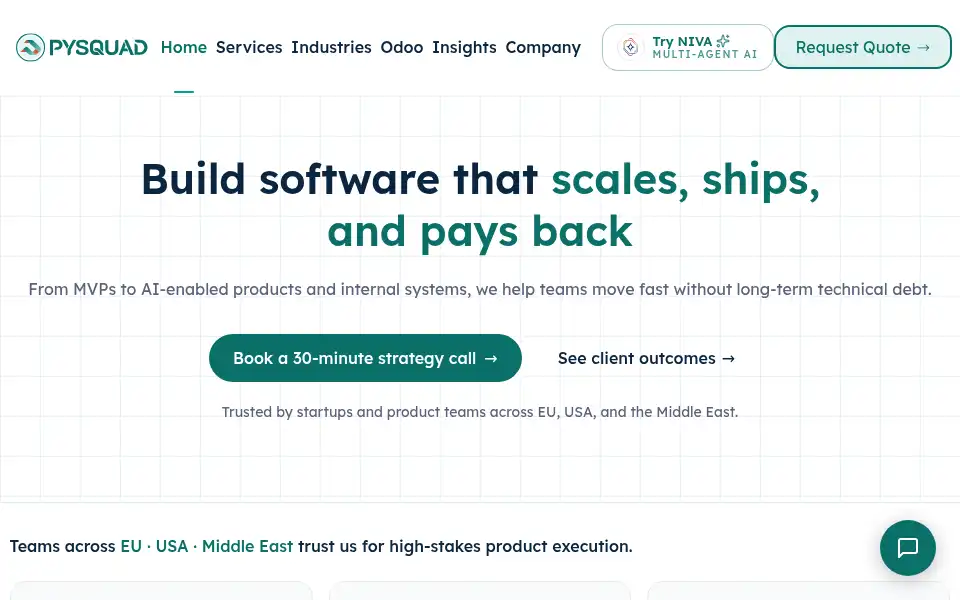 Screenshot of pysquad.com