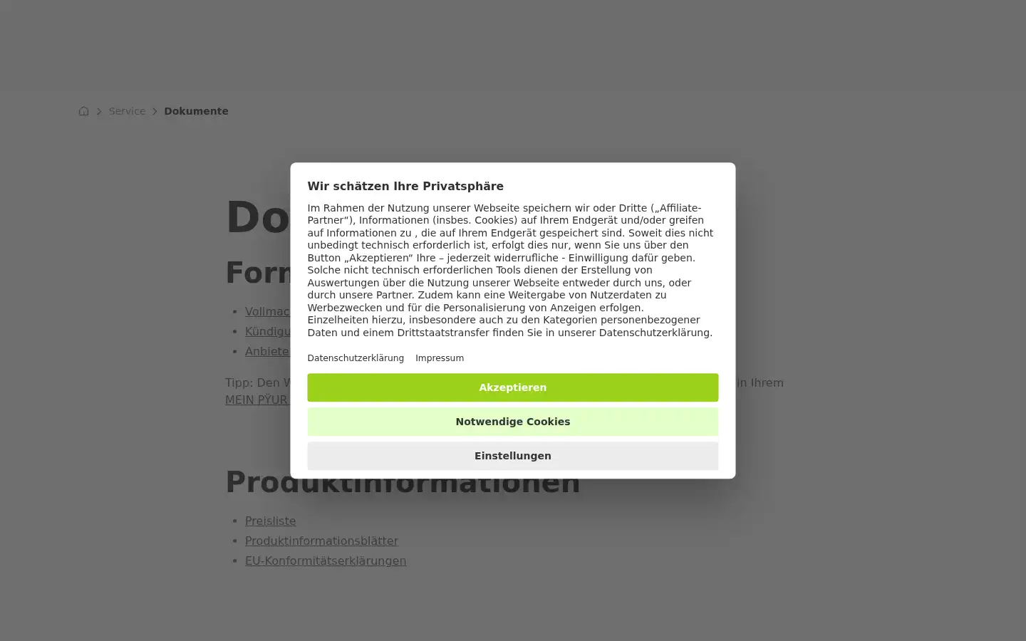 Screenshot of pyur.com