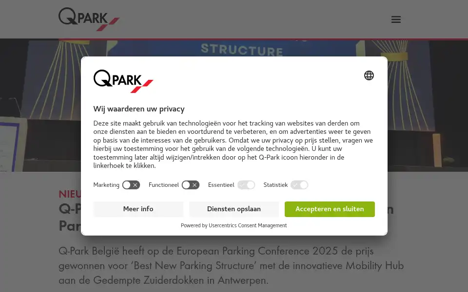 Screenshot of q-park.be