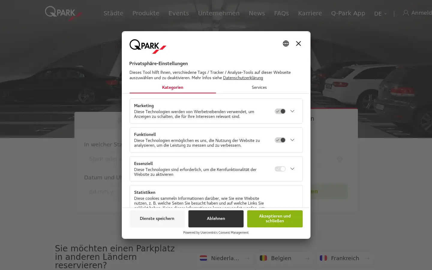 Screenshot of q-park.de