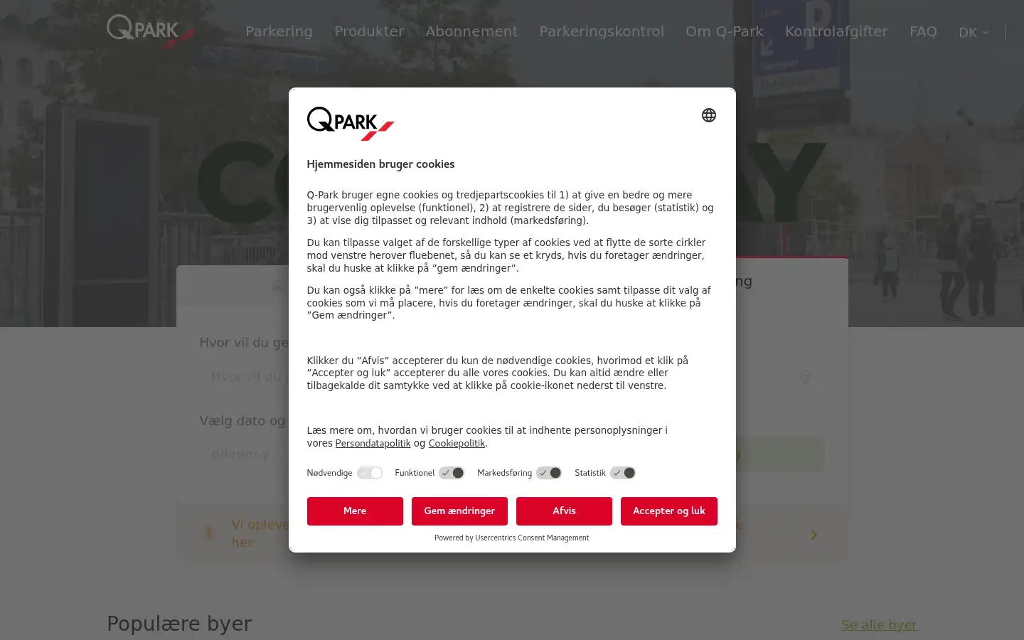 Screenshot of q-park.dk