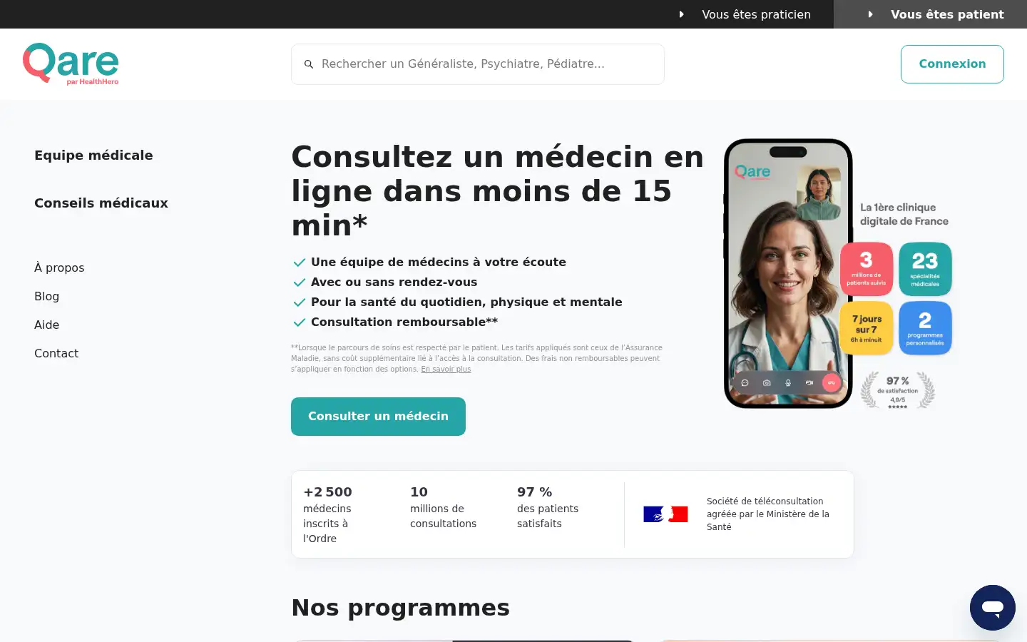 Screenshot of qare.fr
