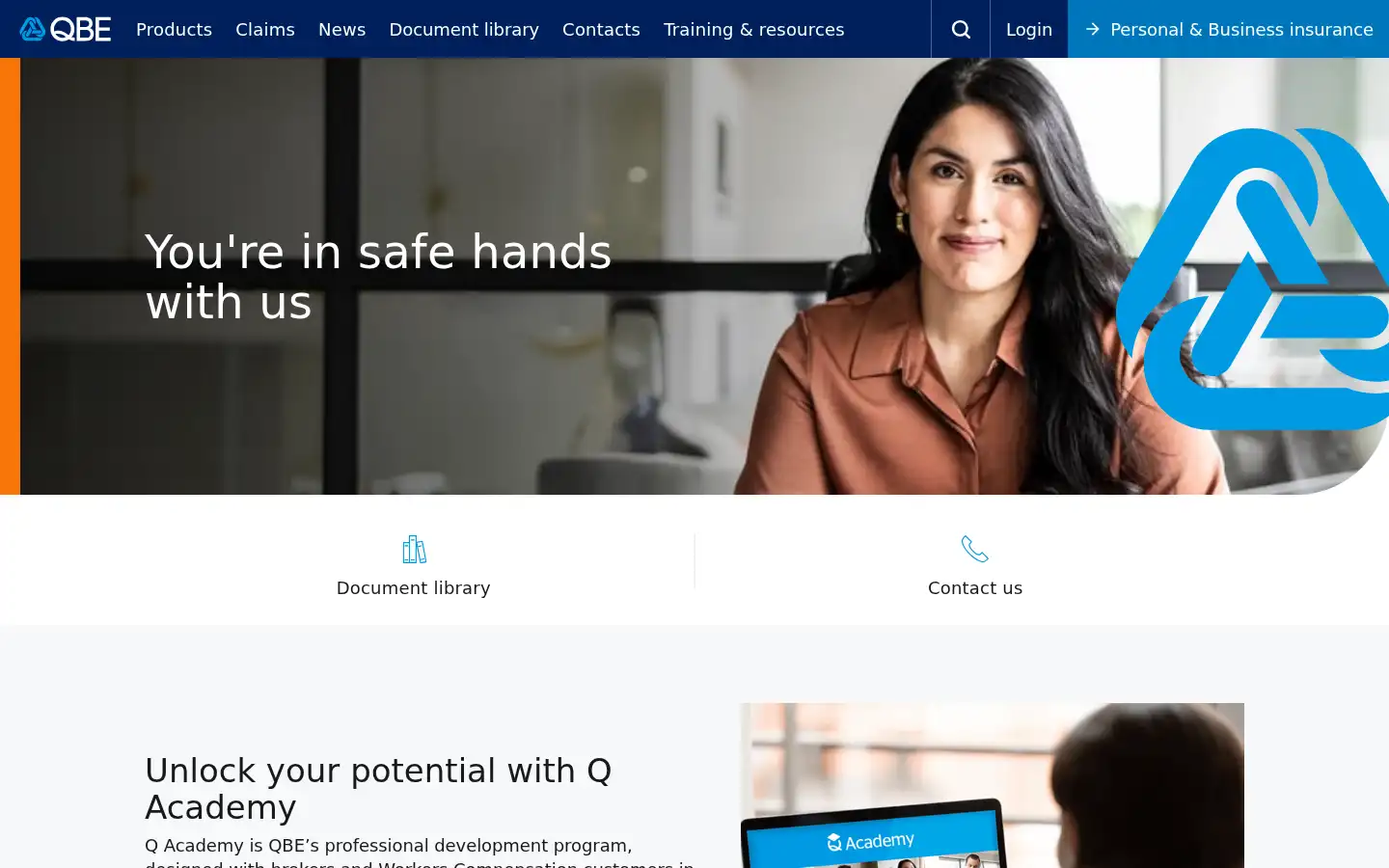 Screenshot of qbe.com.au