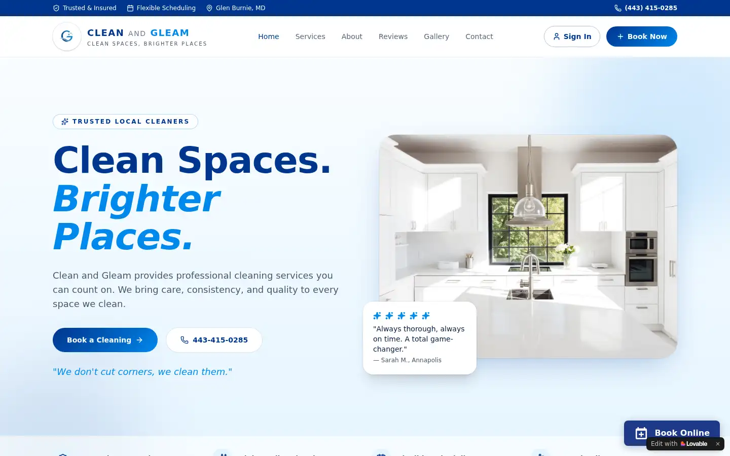 Screenshot of qkcleaning.lovable.app