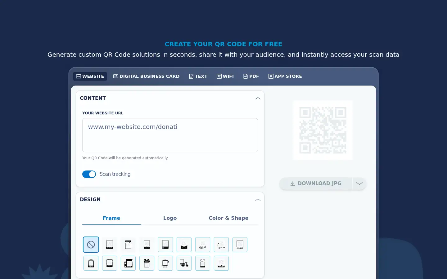 Screenshot of qr-code-generator.com