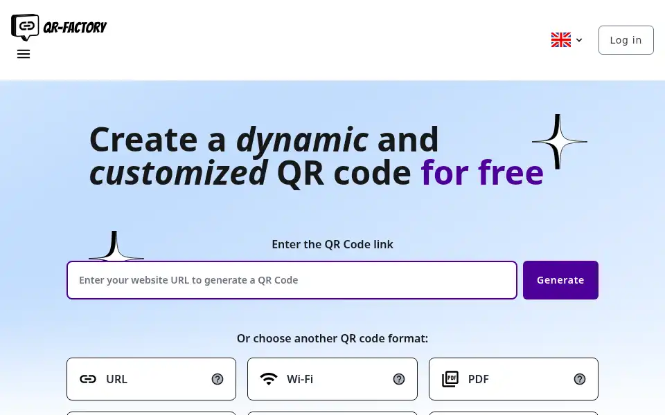 Screenshot of qr-factory.com