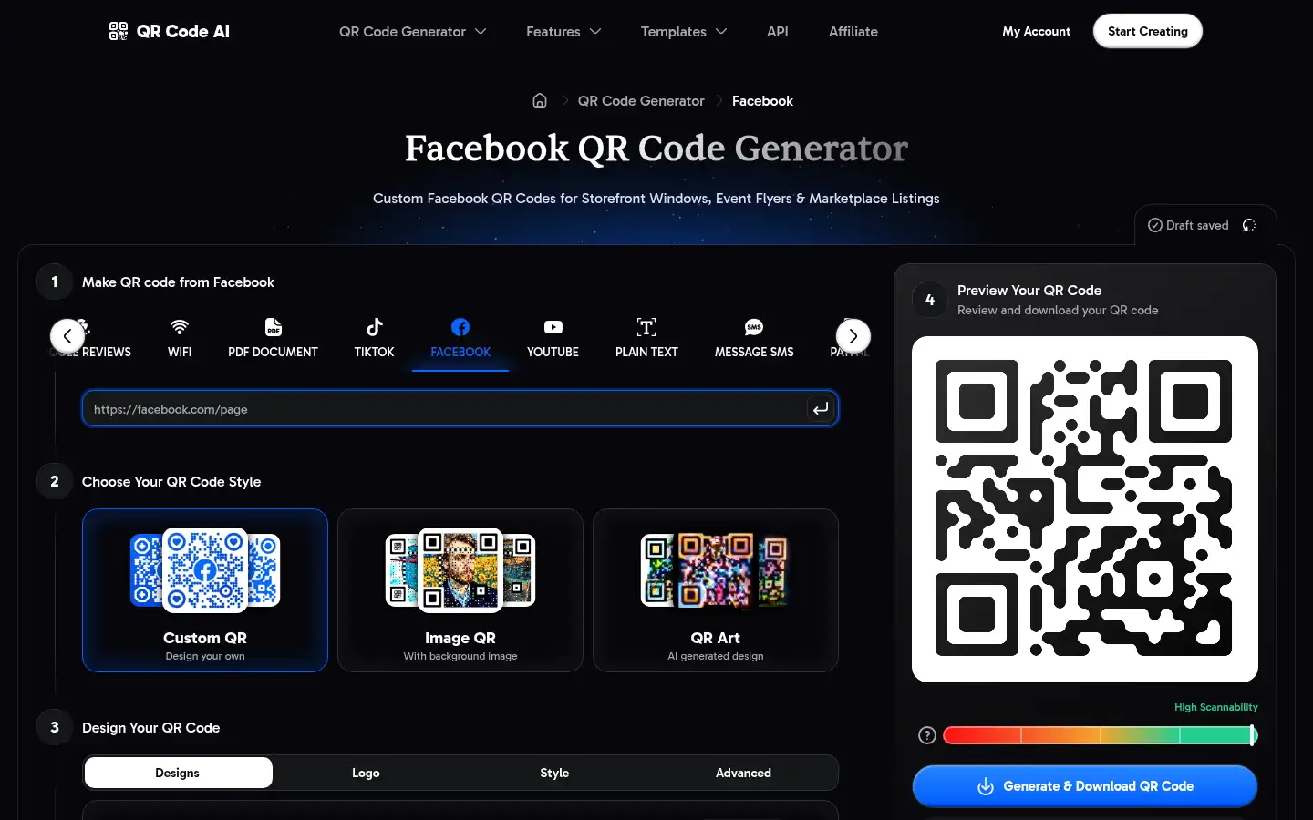 Screenshot of qrcode-ai.com