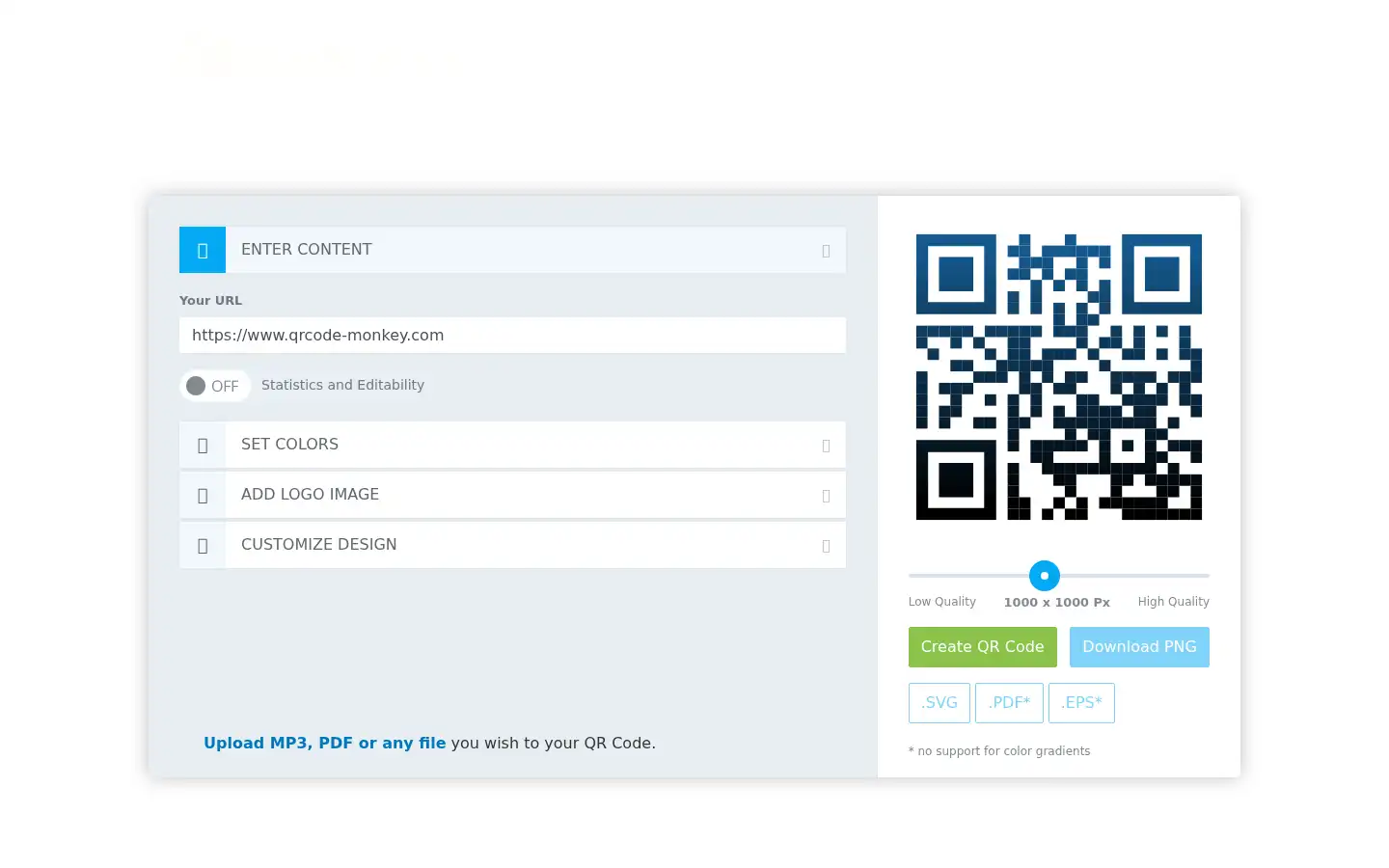 Screenshot of qrcode-monkey.com